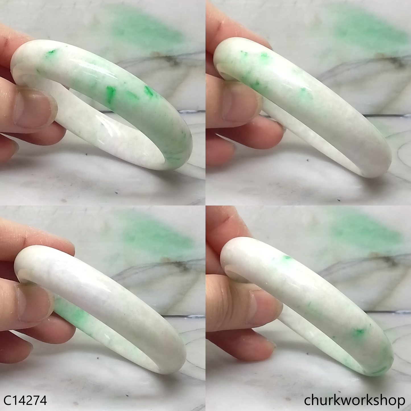 Pale lavender with splotches apple green