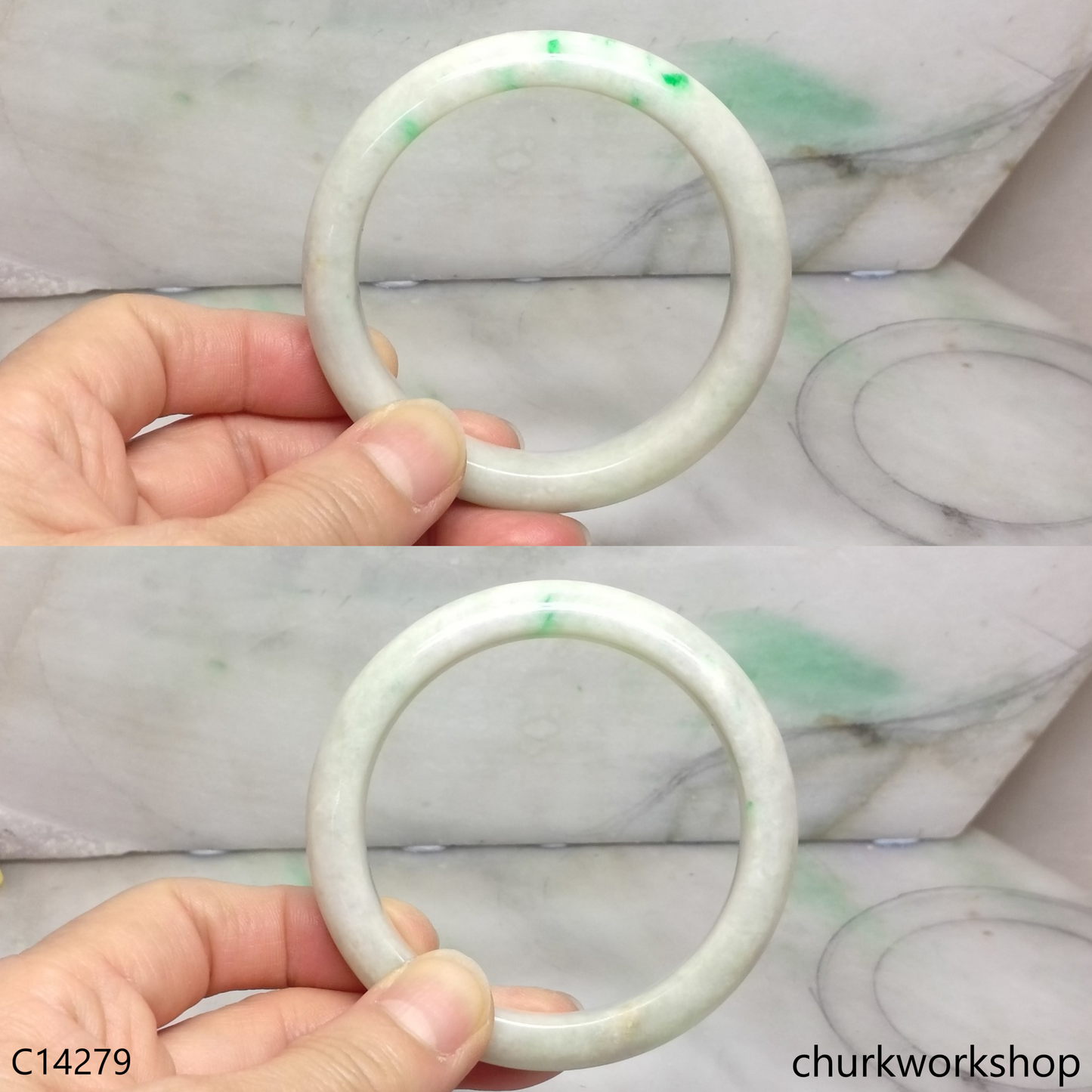 Pale green base with green jade bangle