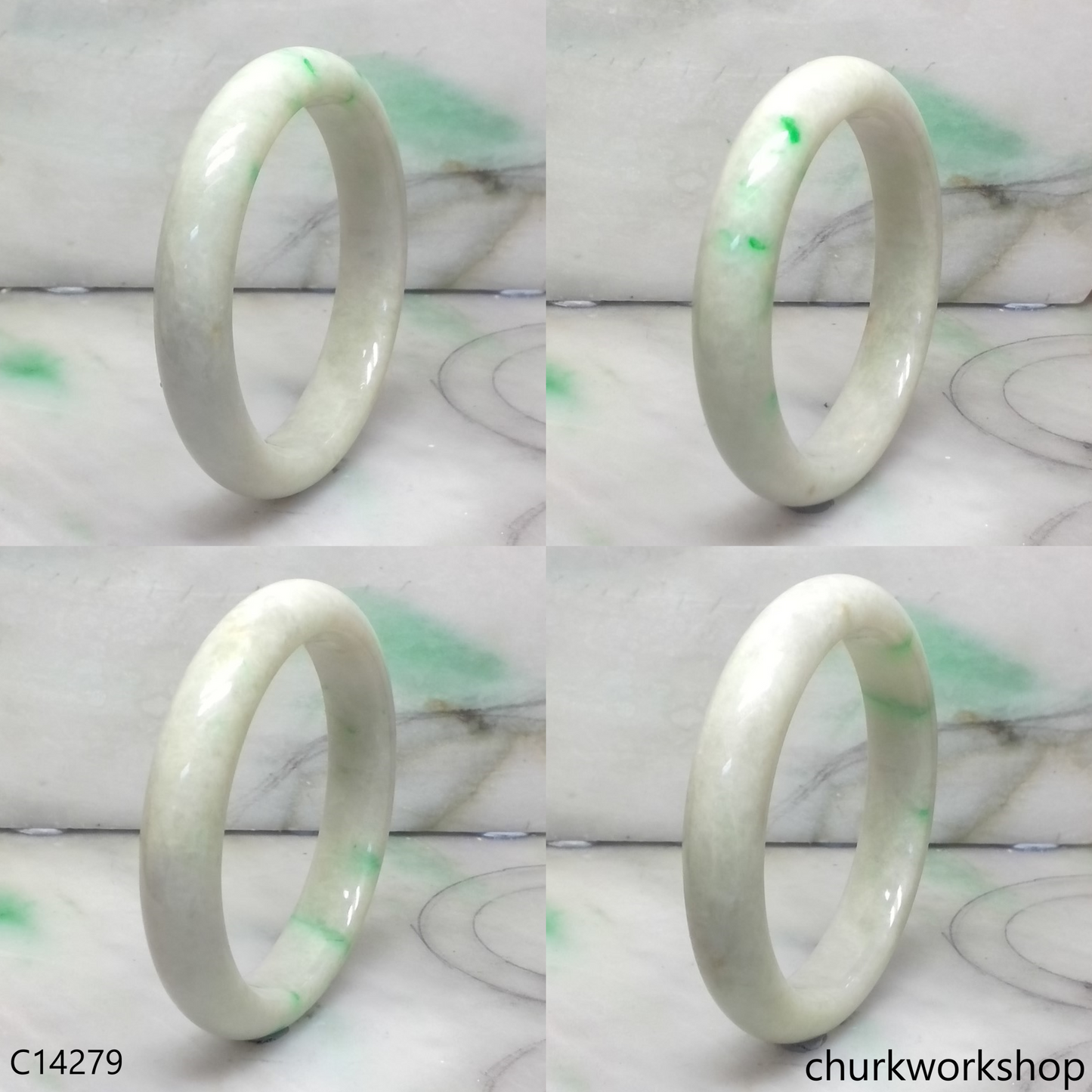 Pale green base with green jade bangle