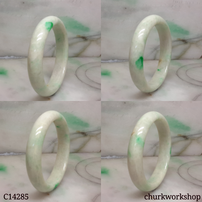White base with splotches apple green jade bangle