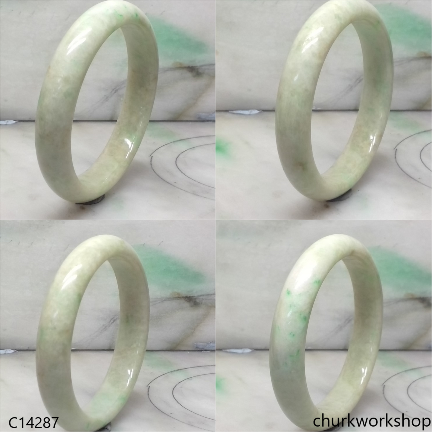 Pale green base with green jade bangle