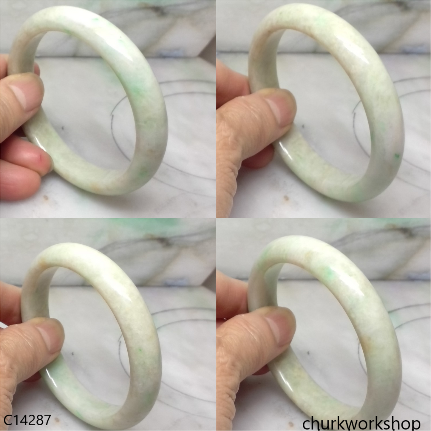 Pale green base with green jade bangle