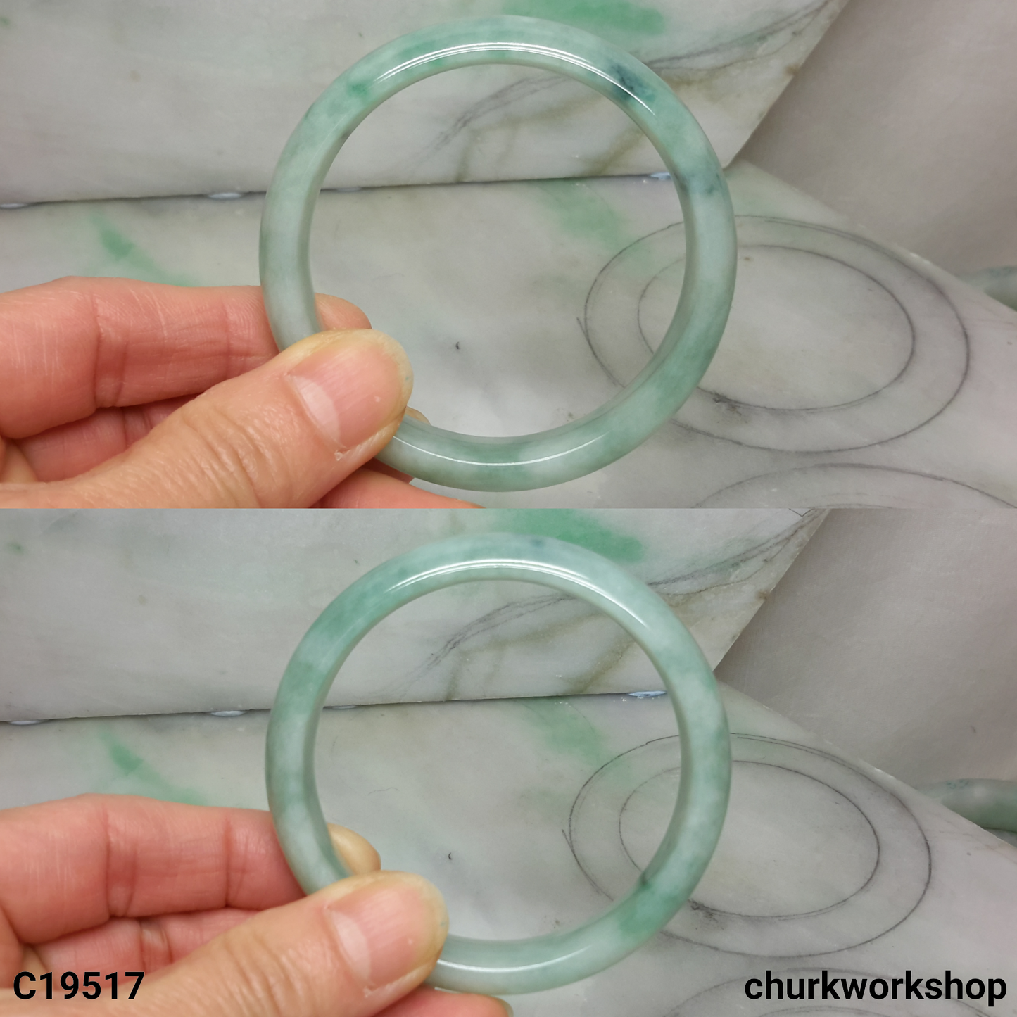 Bluish green jade bangle