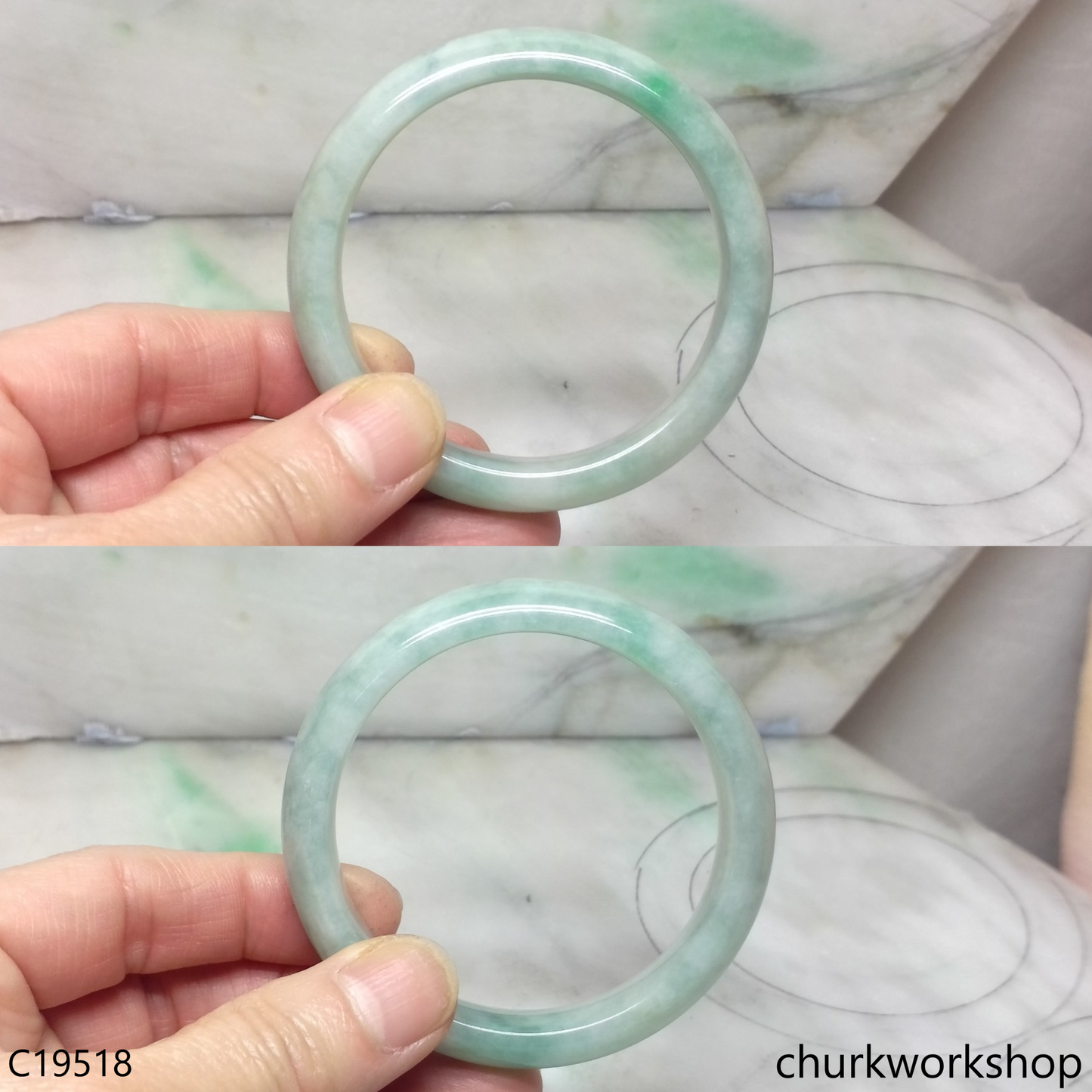 Bluish green jade bangle