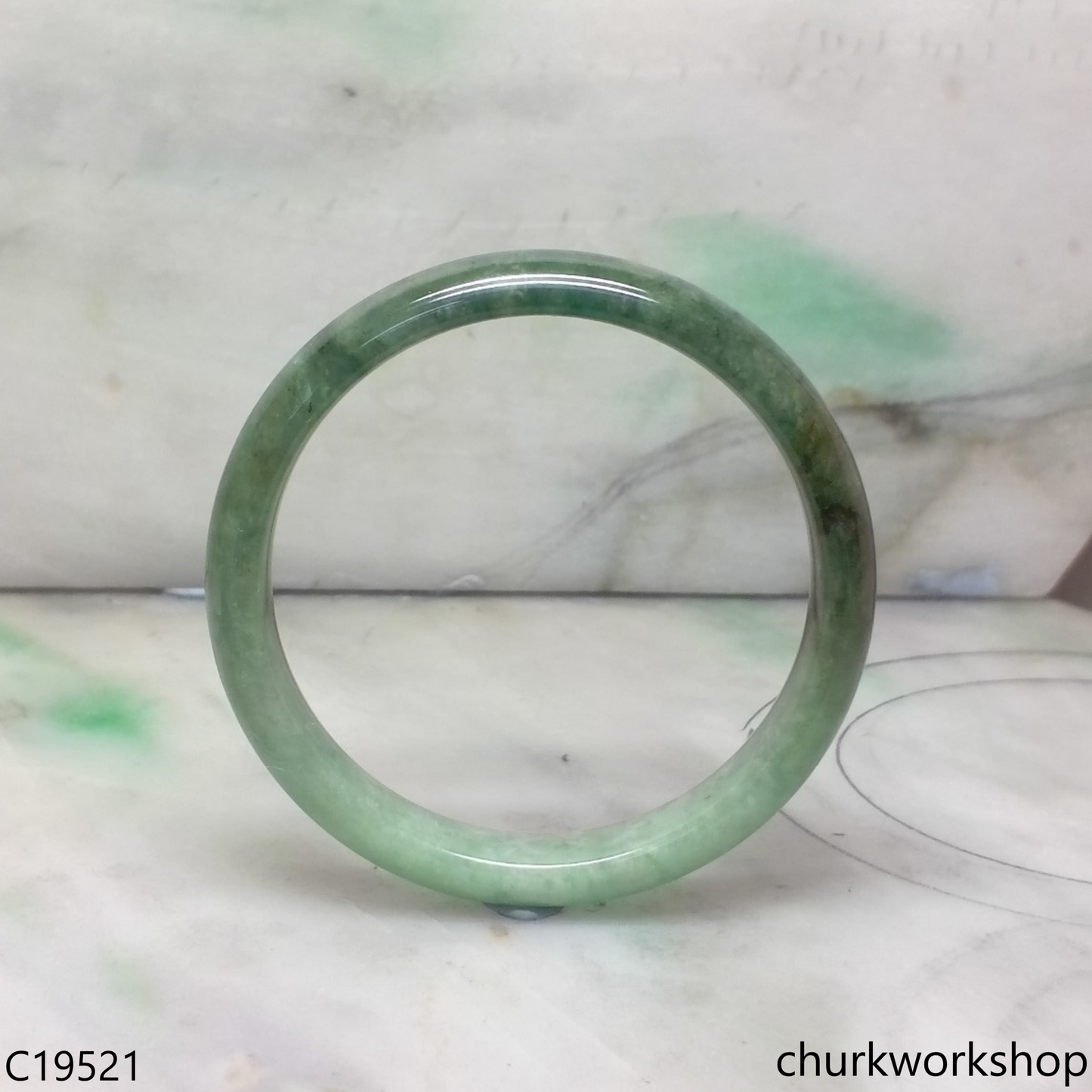 Bluish green jade bangle