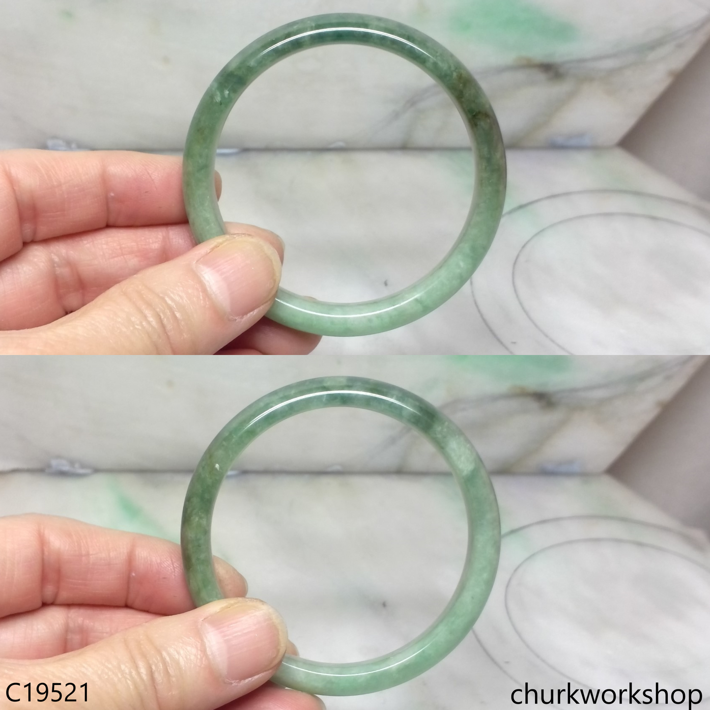 Bluish green jade bangle
