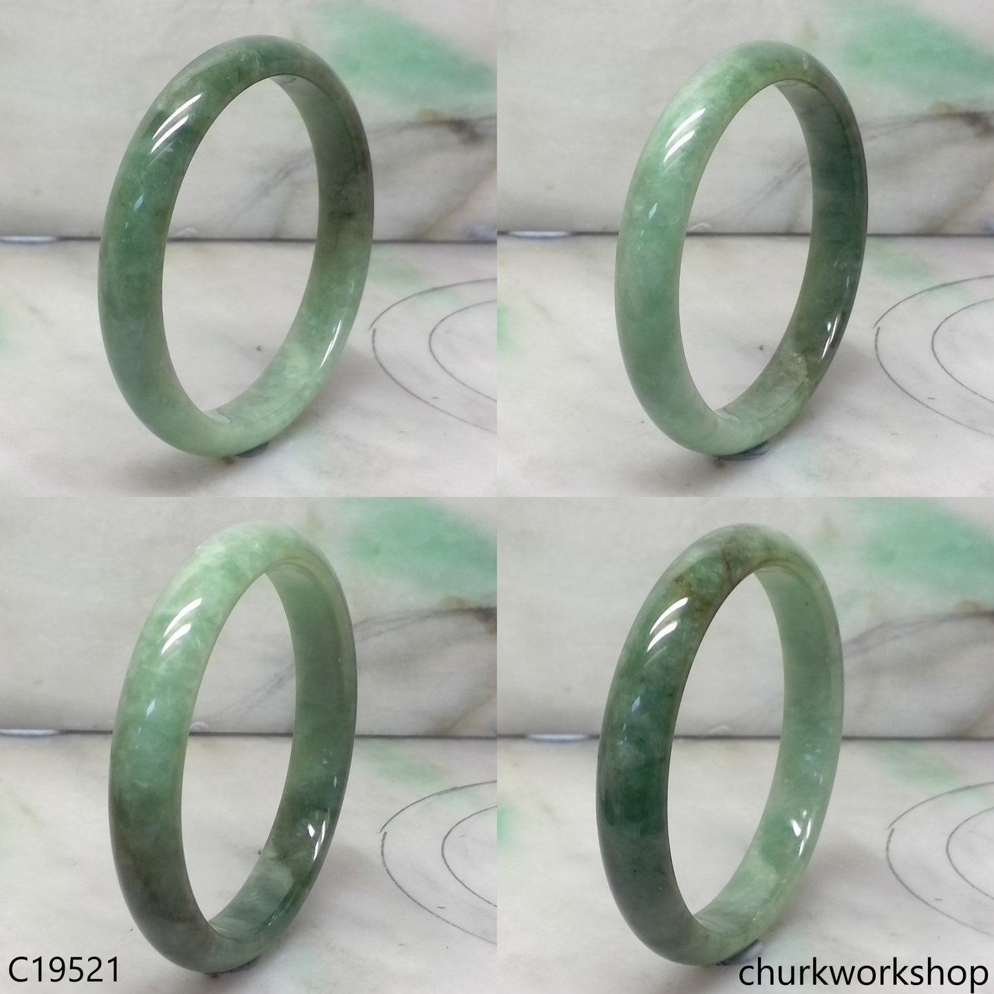 Bluish green jade bangle
