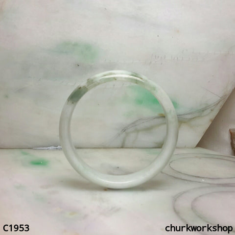 White base with bluish green jade bangle