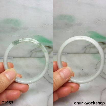 White base with bluish green jade bangle