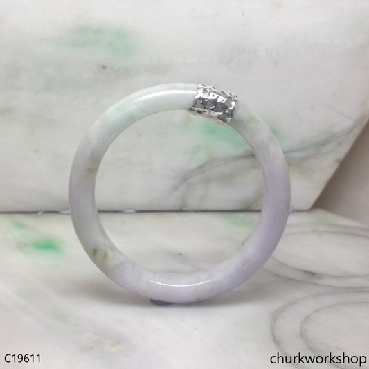 Lavender with splotches pale green silver wrapped bangle