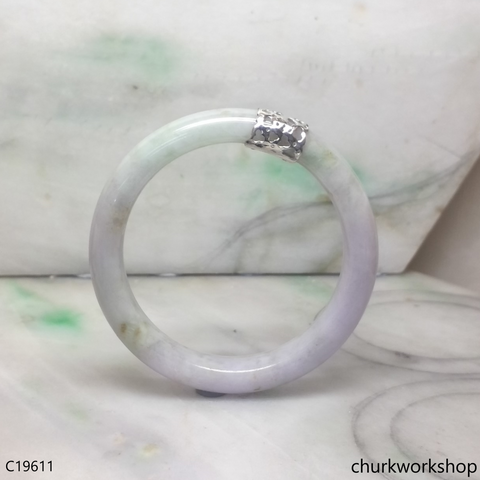 Lavender with splotches pale green silver wrapped bangle