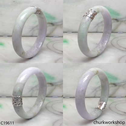 Lavender with splotches pale green silver wrapped bangle