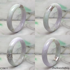 Lavender with splotches pale green silver wrapped bangle