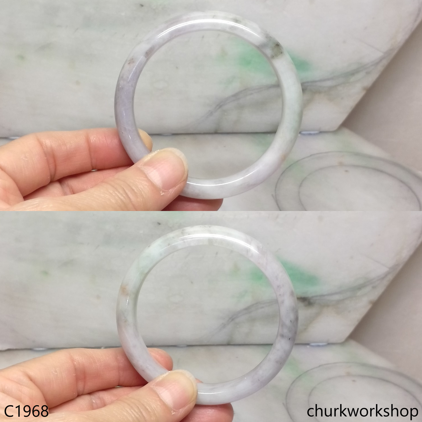 Pale lavender mix bluish green & brown bangle