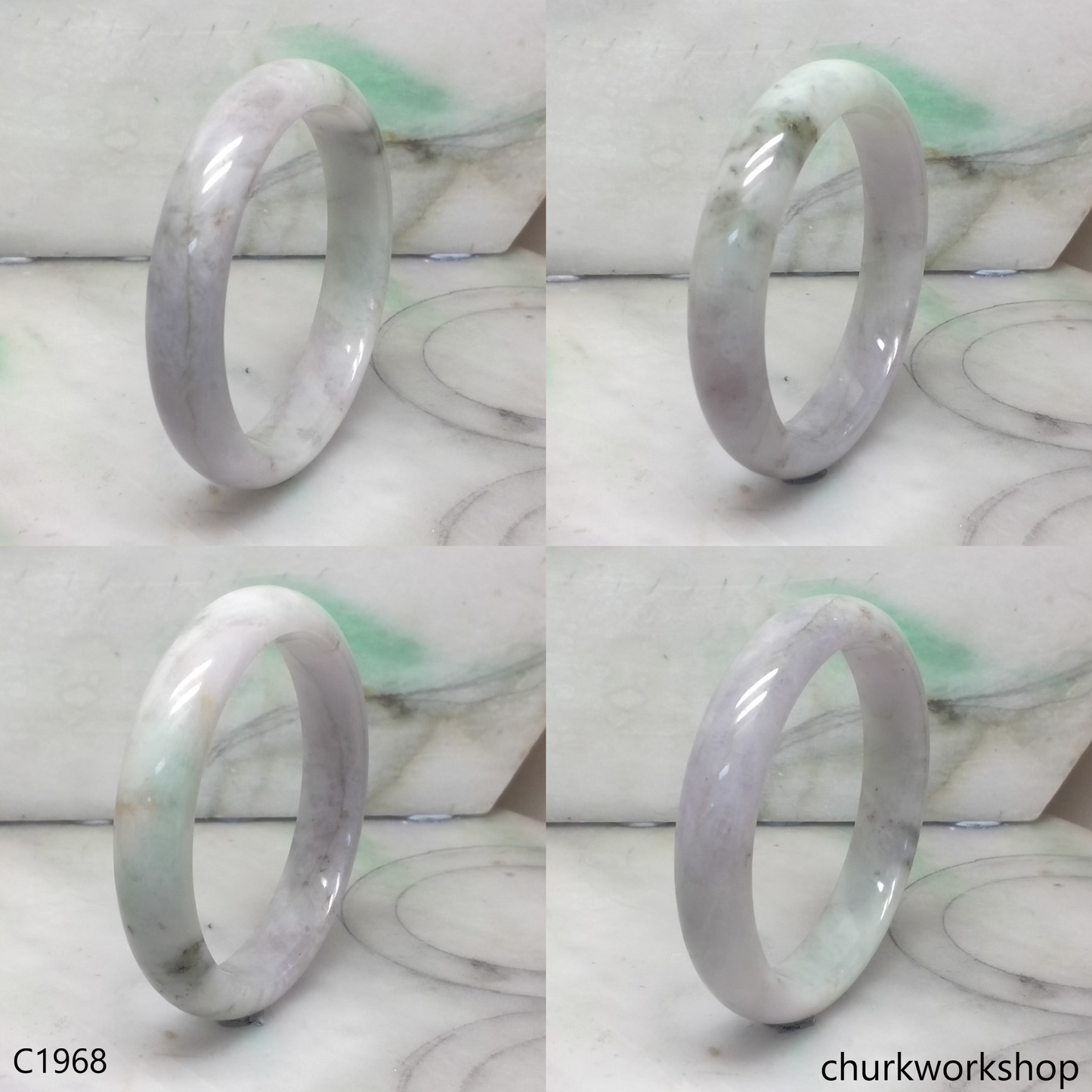Pale lavender mix bluish green & brown bangle