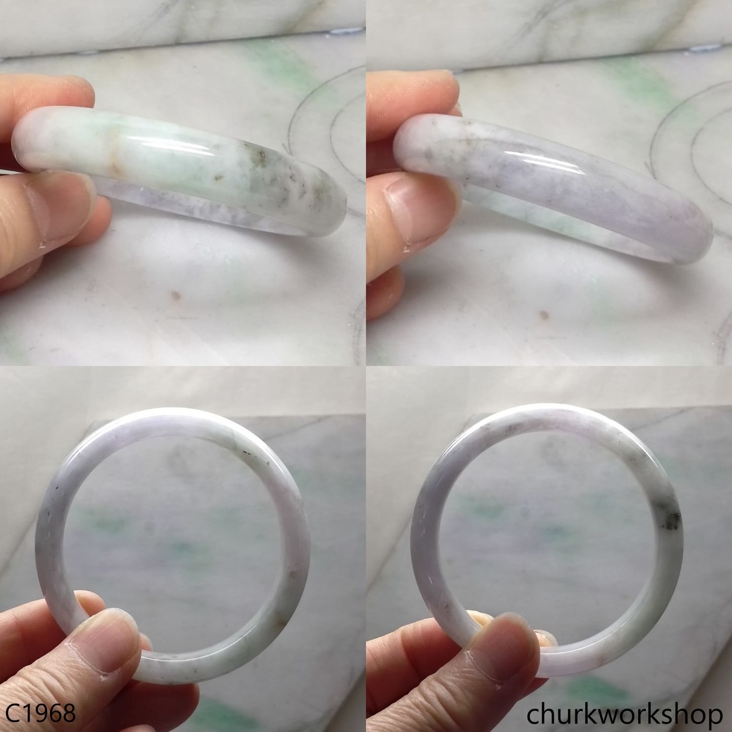 Pale lavender mix bluish green & brown bangle