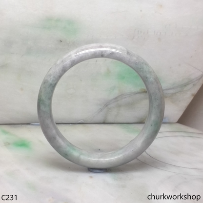 Grayish lavender base mix light green jade bangle
