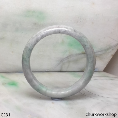Grayish lavender base mix light green jade bangle