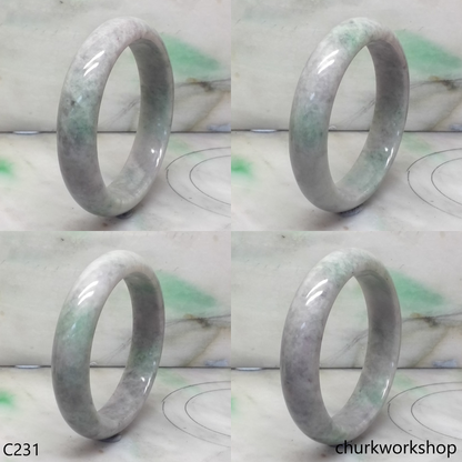 Grayish lavender base mix light green jade bangle