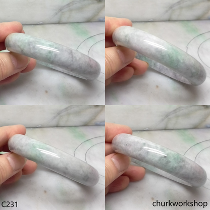 Grayish lavender base mix light green jade bangle