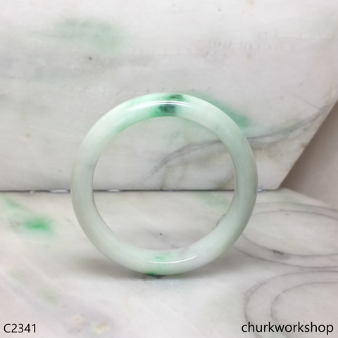 White base with splotches apple green  jade bangle
