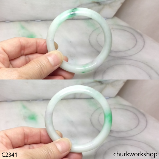 White base with splotches apple green  jade bangle