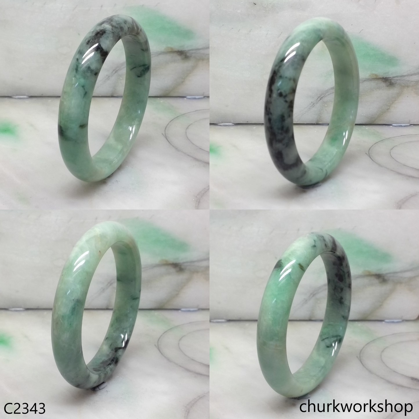 Bluish green  jade bangle