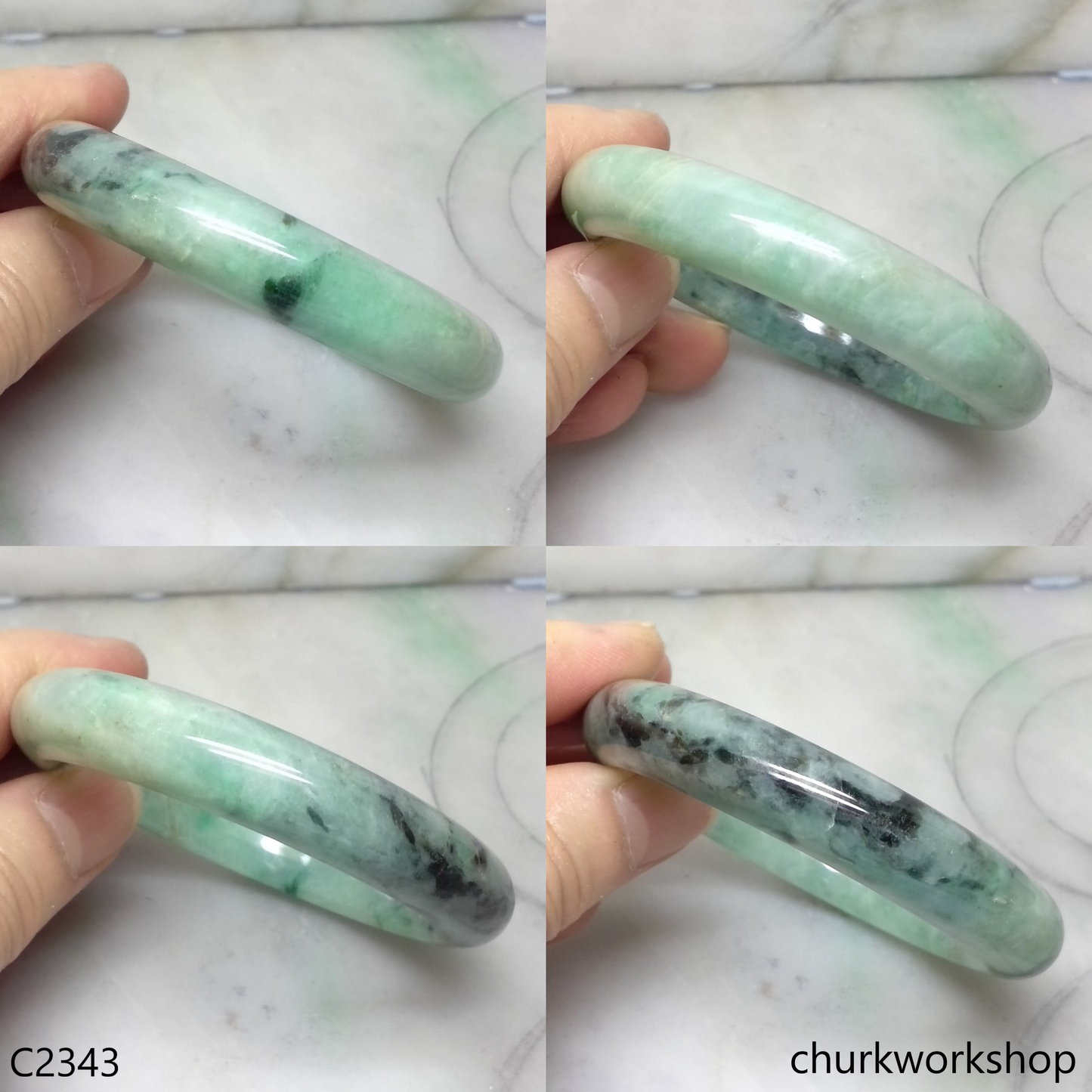 Bluish green  jade bangle