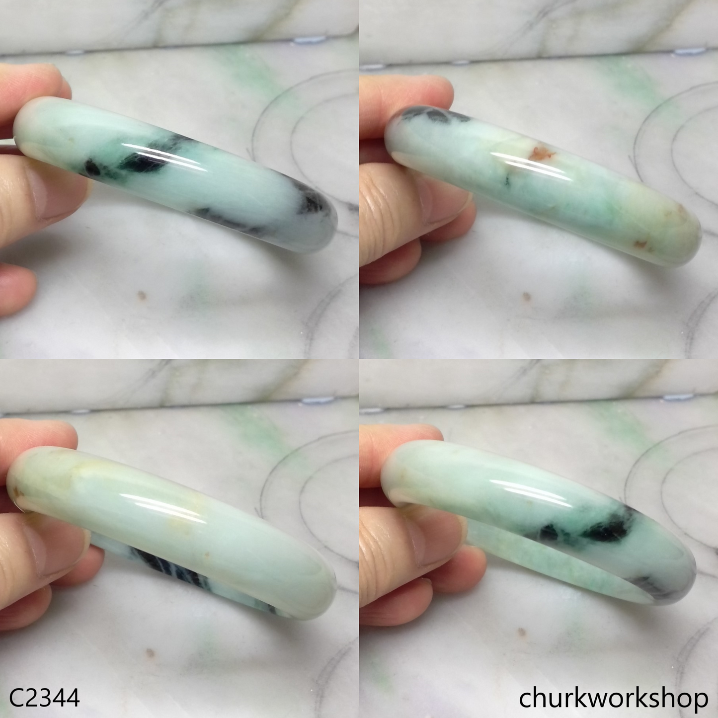 Light and dark green  jade bangle