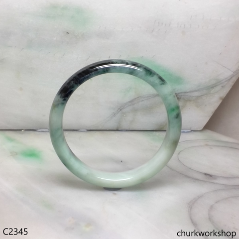 Light green with splotches dark green jade bangle