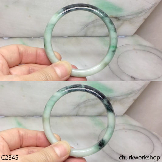 Light green with splotches dark green jade bangle