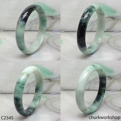 Light green with splotches dark green jade bangle