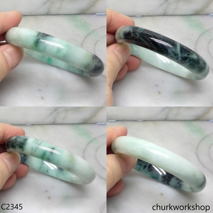 Light green with splotches dark green jade bangle