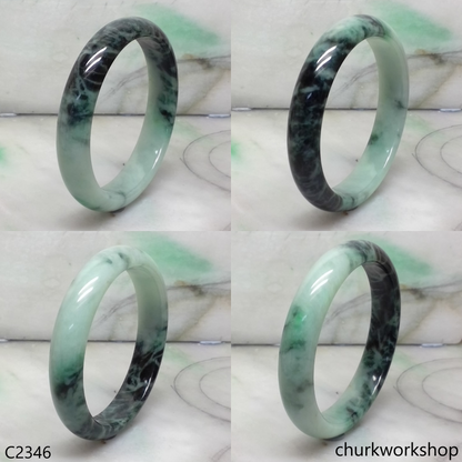 Light green with splotches dark green jade bangle