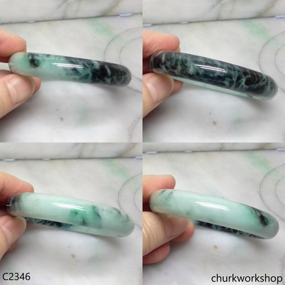 Light green with splotches dark green jade bangle