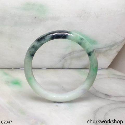 Light green with splotches dark green jade bangle