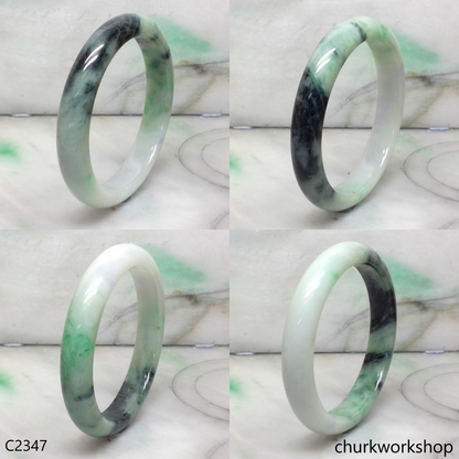Light green with splotches dark green jade bangle