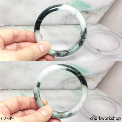 Light green with splotches dark green jade bangle