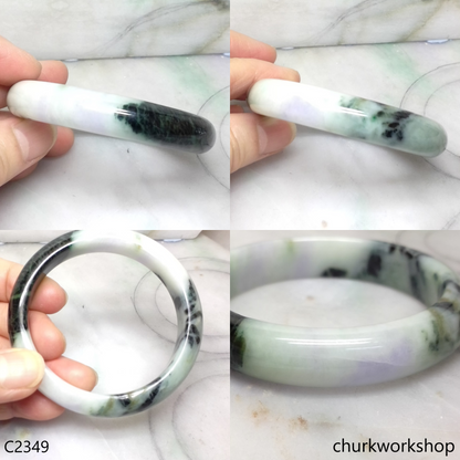 Light green with splotches dark green jade bangle
