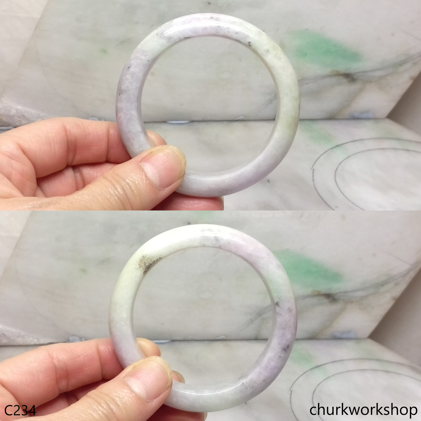 Lavender mix light green jade bangle