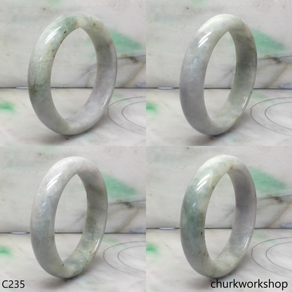Grayish lavender base mix light green jade bangle