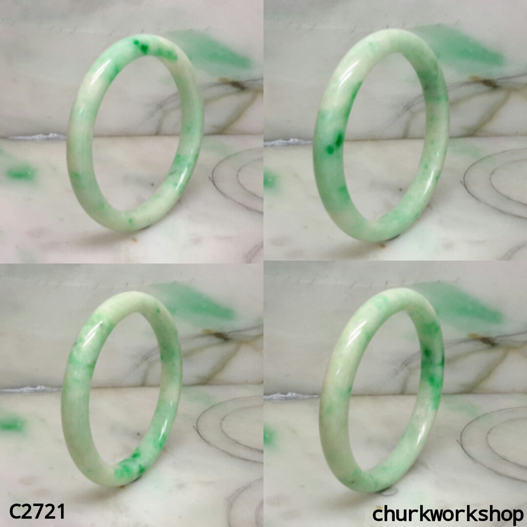 Reserved for jf1928    Light green with splotches apple green jade bangle