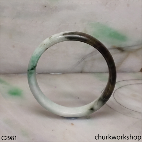 Light green with dark brown splotches jade bangle