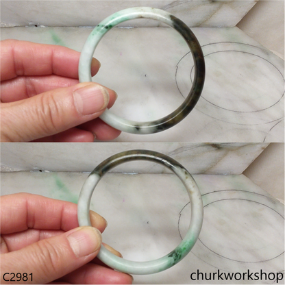 Light green with dark brown splotches jade bangle