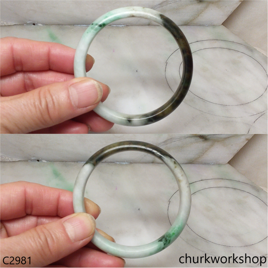 Light green with dark brown splotches jade bangle