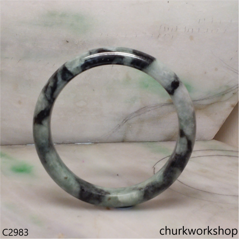 Moss green mix black splotches jade bangle