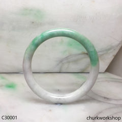 Pale lavender with splotches green jade bangle