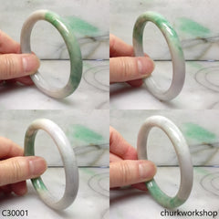 Pale lavender with splotches green jade bangle