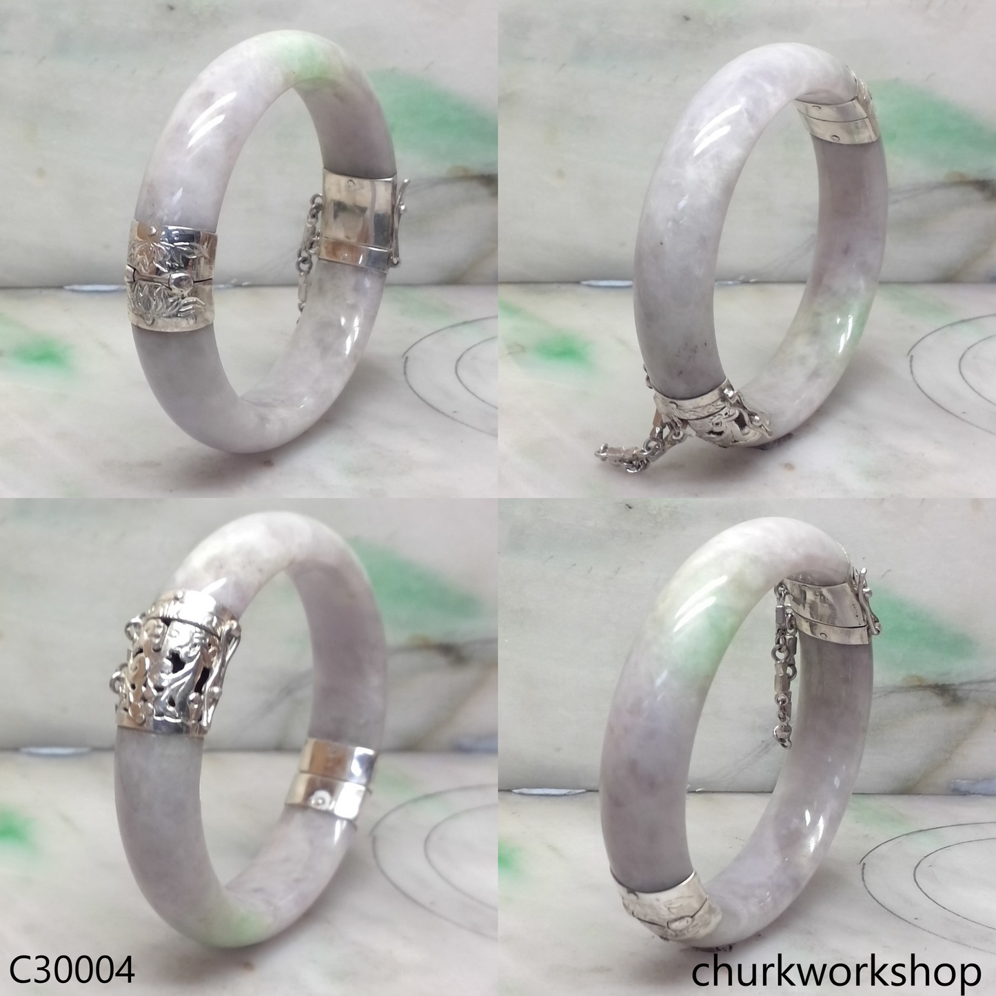Lavender jade hinge bangle