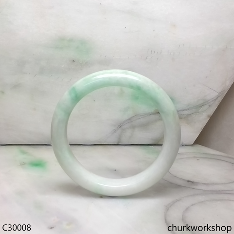 White base with splotches green jade bangle